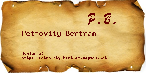 Petrovity Bertram névjegykártya